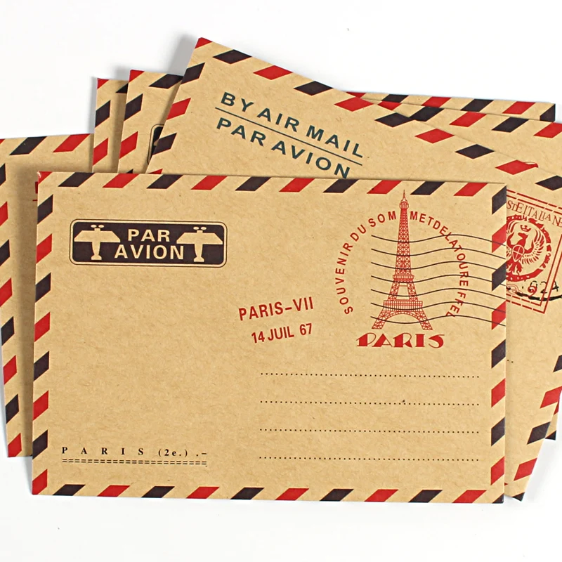 10 шт./компл. Винтаж крафт Бумага конверты для Бизнес открытка с приглашениями письмо кошелек конверт для подарка воздушной почтой канцелярских принадлежностей