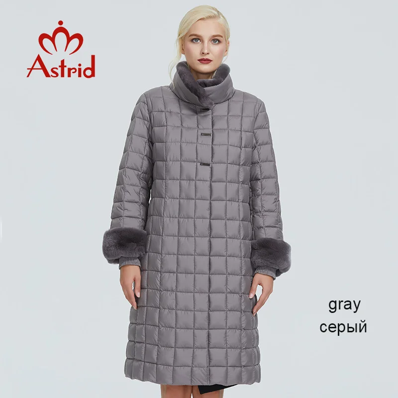 820 gray Astrid зимняя женская куртка с меховым воротником, дизайнерская длинная плотная хлопковая одежда, модная теплая Женская парка в сеточку, FR-2040 - Цвет: 820 gray