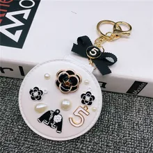 Креативный цветочный зеркальный брелок для ключей, женский косметический зеркальный брелок, автомобильная сумка, подвеска ручной работы, аксессуары