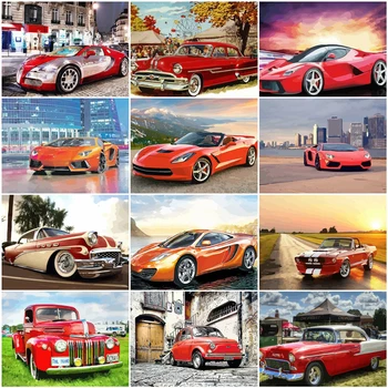 

HUACAN Oil Painting By Numbers Car Drawing On Canvas DIY Pictures By Number Auto Kits Hand Painted Paintings Gift Home Decor