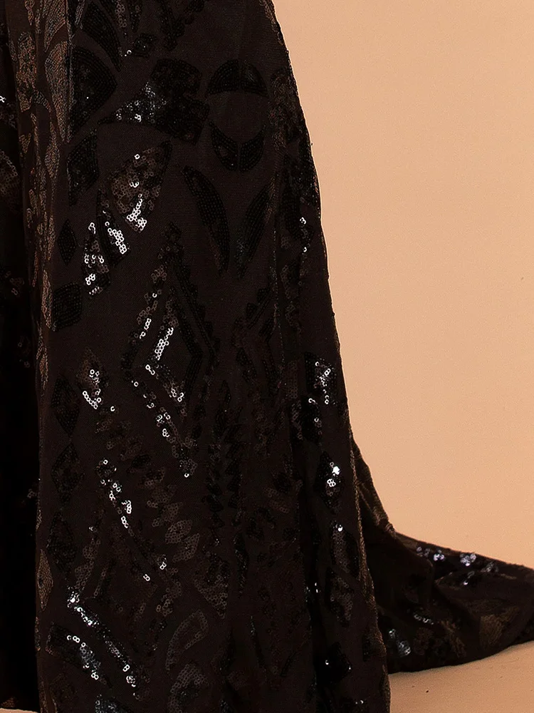 Missord женское платье с глубоким v-образным вырезом, Сетчатое платье с открытыми плечами и блестками, женское элегантное платье макси с открытой спиной FT20238