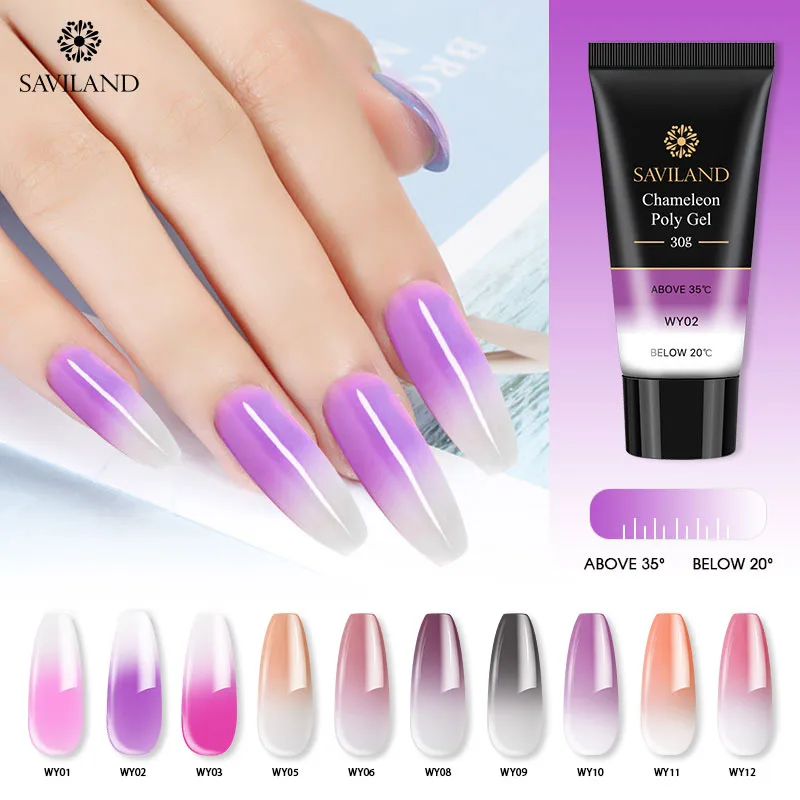 

SAVILAND 2019 New Arrival 30ml Acrylic Poly Gel Temperature Change Soak Off UV Builder Gel Nail Art Gel Polish Varnish