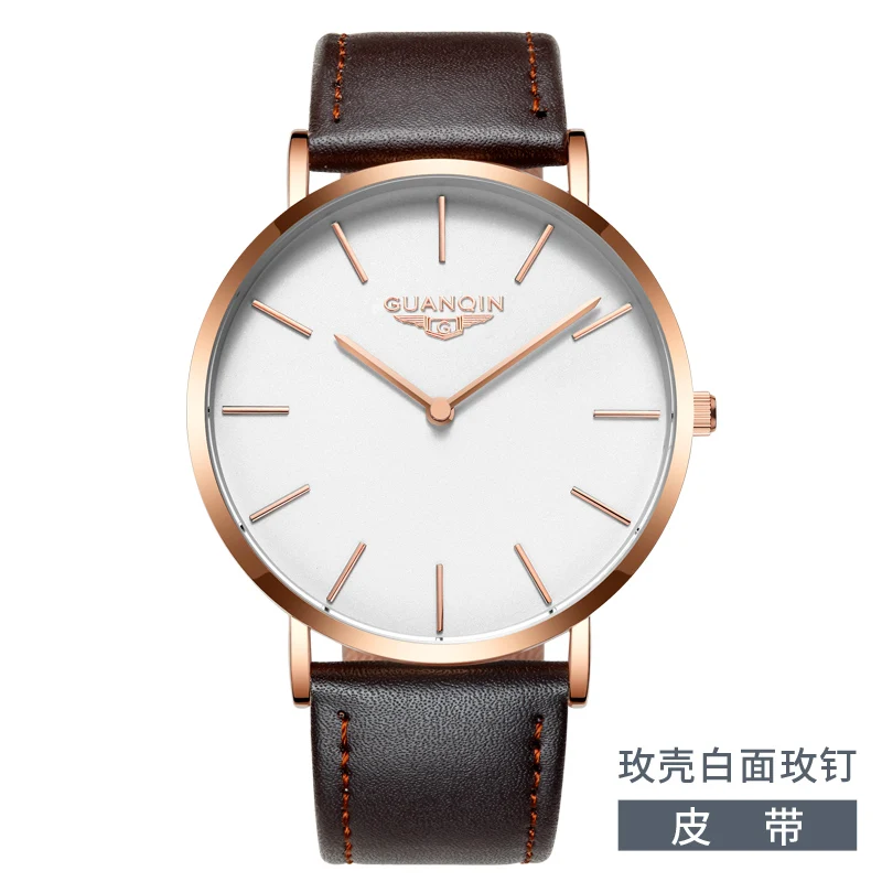 GUANQIN GS19081 часы мужские роскошные брендовые ультратонкая сетка ремешок мужские модные бизнес полный стальной водонепроницаемый кварцевые наручные часы - Цвет: 01