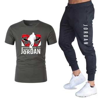 

2020 Men's sets t shirts + pants two pieces sets casual tracksuit basketball new fashion print suits sportwear fitness shirts