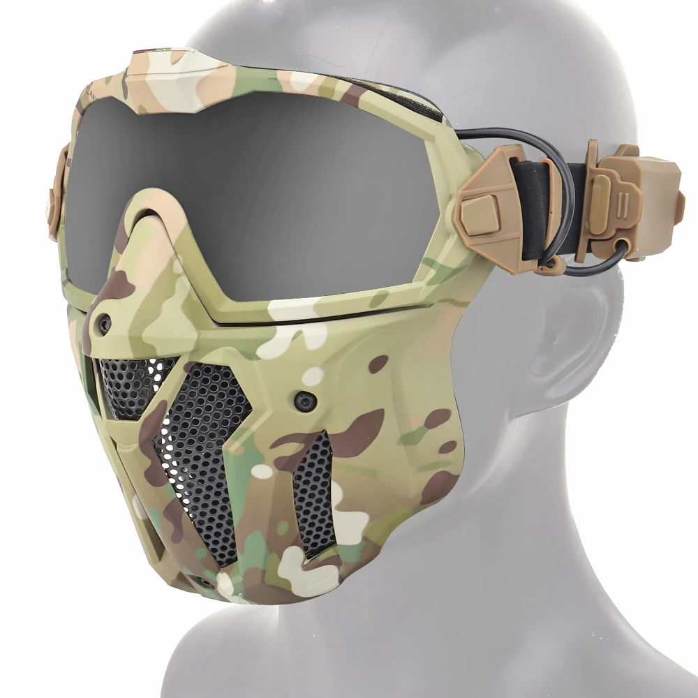 Tactical Mask Detachable Goggle With Antifog Fan System Full Face