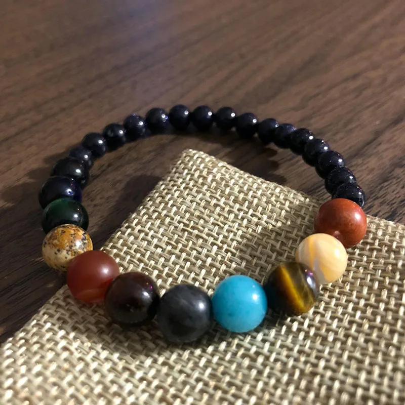 

Eight Planets Natural Stone Bracelet Universe Yoga Chakra Galaxy Solar Lovers System Bracelets for Men Women Yoga Chakra Jewelry