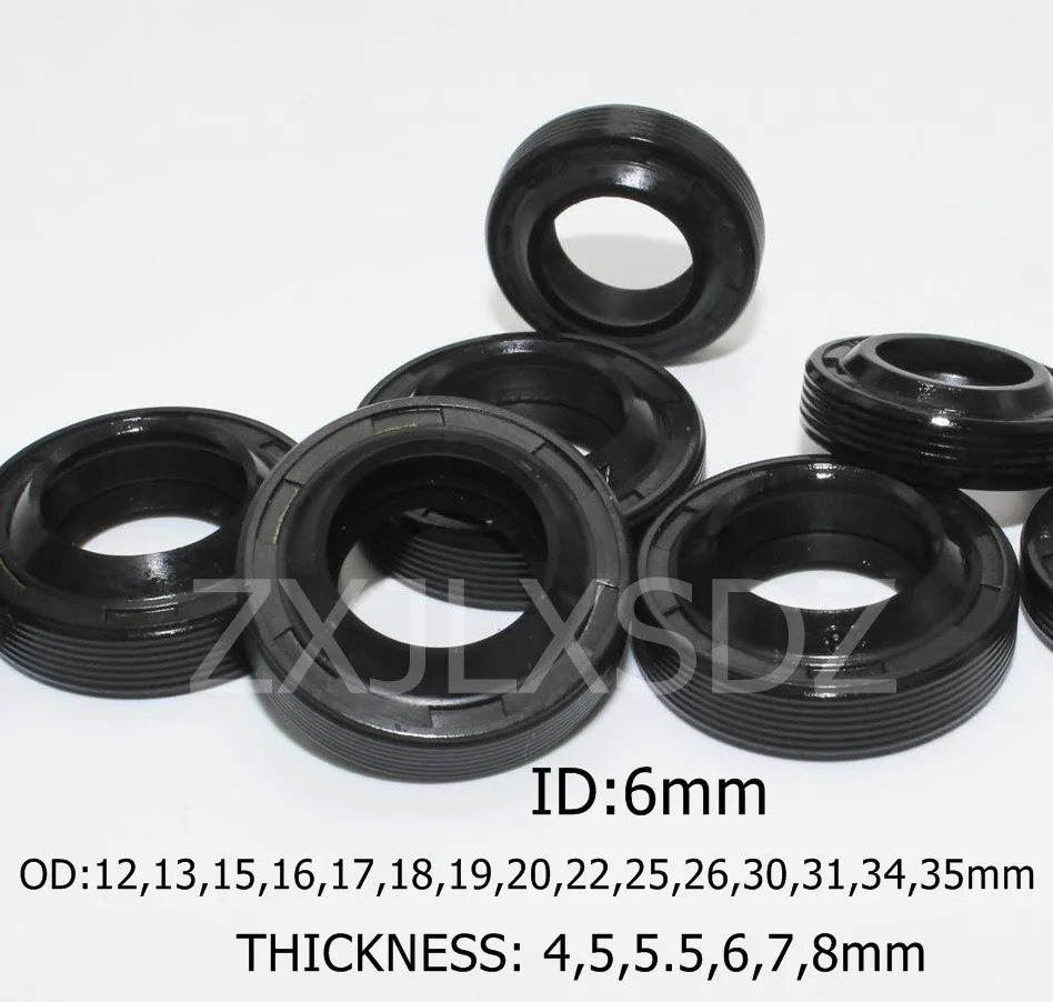 

5/10 Pcs NBR Nitrile Rubber TC Double Lip Oil Seal 6x12x4/8 6x13x8 6x15x4/5 6x16x6 6x17x7 6x18x6/7 6x19x7 6x20x4/5.5mm