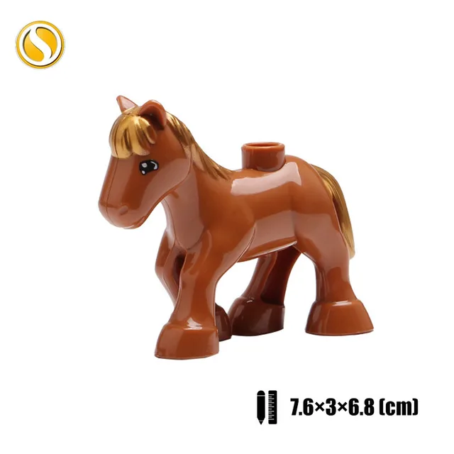 Original Big Size Assemble Building Blocks Accessory Toys For Children Compatible Big Size Animals Sets Zoo Bricks Baby Gifts Little brown horse