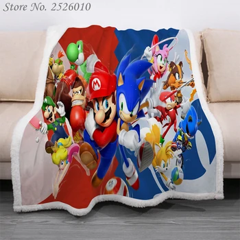 

Throw blanket Sonic the Hedgehog 3D Velvet Plush Blanket Bedspread For Kids Girls Sherpa Blanket Couch Quilt Cover Travel 07