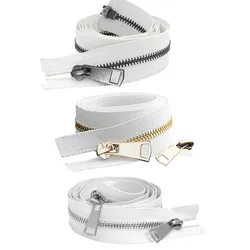 Colorful High - Quality Open - End Double Slider Metal Zipper for Handmade Garments and Bags (White)