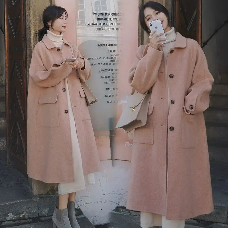 

Thickened cotton woolen coat female mid-length 2019 autumn and winter new Korean version of woolen coat