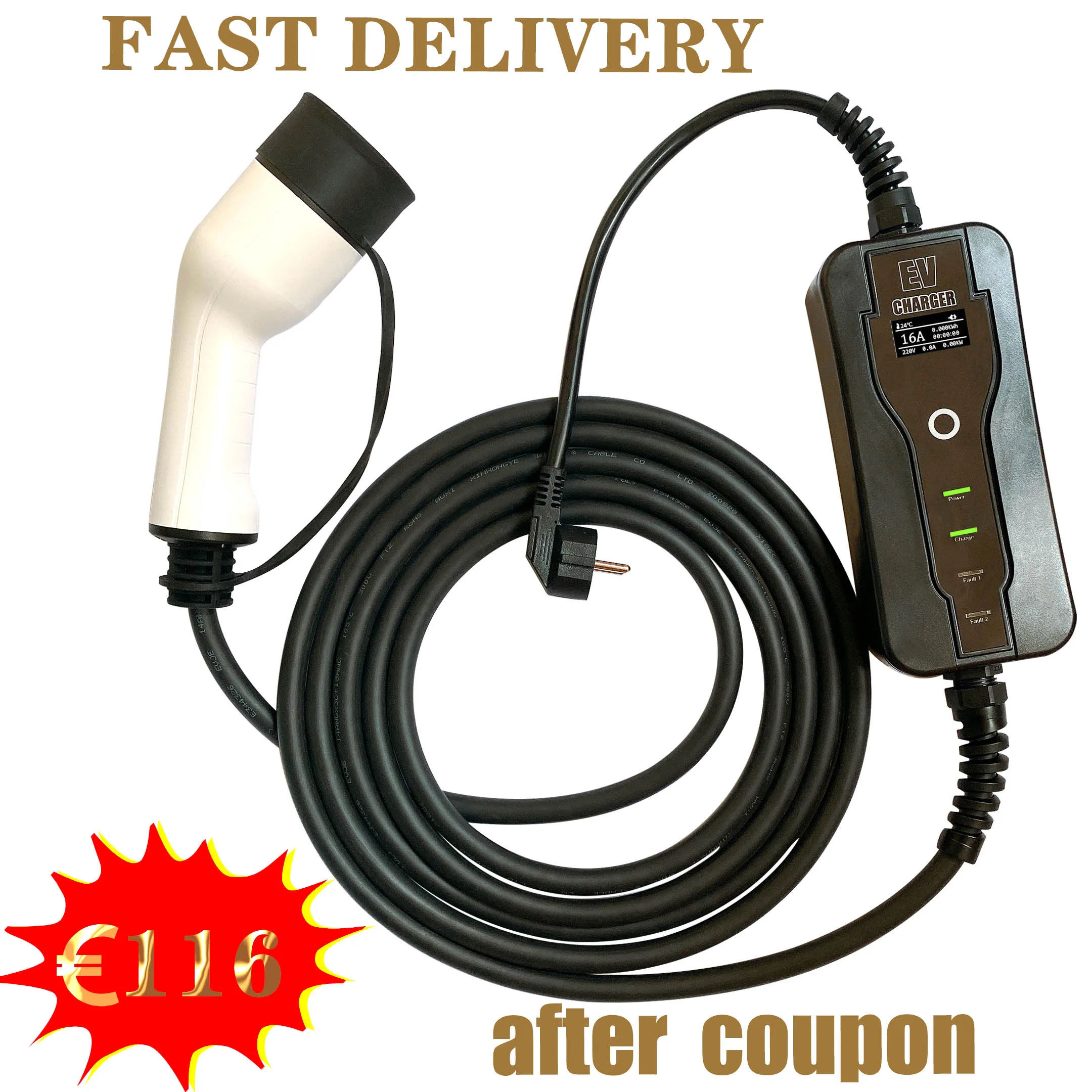 EVSE-зарядный кабель для электрической сети Европейский 16 А SAE J1772 / IEC62196 |