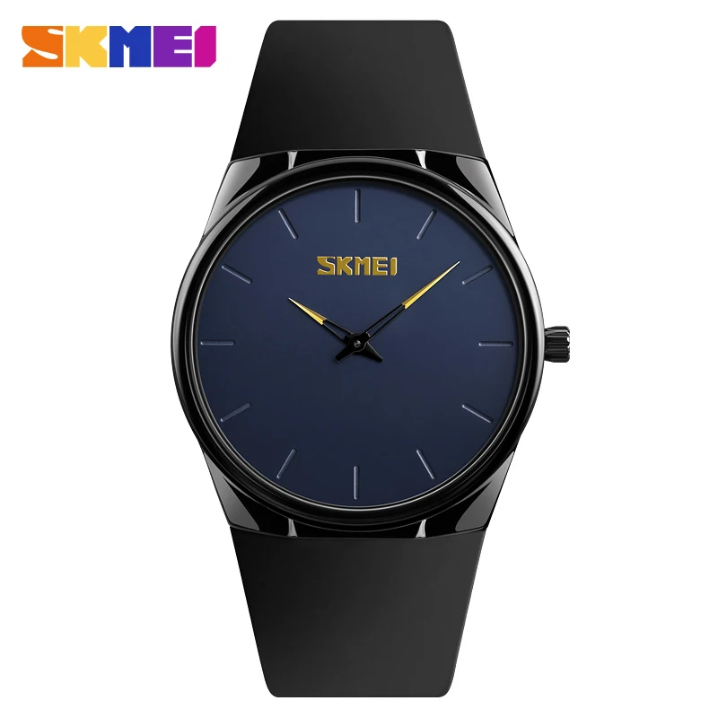 SKMEI New Women Quartz Watches Fashion Casual Ultra Thin Wristwatches Waterproof Simple Black Women Watch relogio feminino 1601S - Цвет: Синий