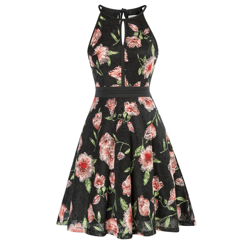 Женское кружевное платье с цветочным рисунком повседневное милое короткое