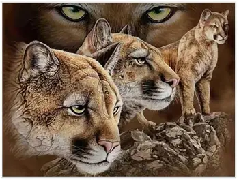 

5d Animals Embroidery Mosaic Craft Leopards Diamond Painting Kits Crystal Picture Wall Paper Rhinestone Drawing Christmas Gift