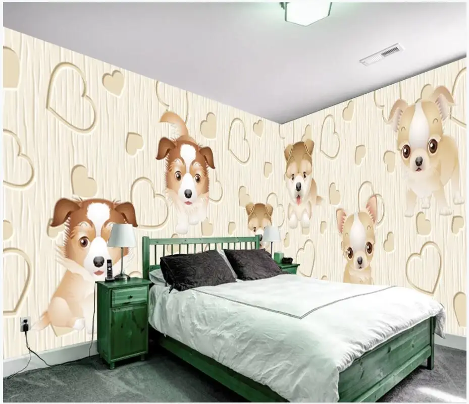 

Custom photo 3d wallpaper Modern simple cute puppy children room home decor background 3d wall murals wallpaper for walls 3 d
