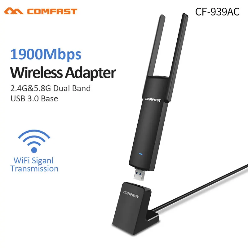 

1900Mbps 5Ghz USB3.0 Wifi Adapter Dual Band RTL8814AU External Wifi Antenna Dongle Desktop/Laptop/PC LAN Adapter External cable