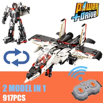 

New 917PCS RC Robot Airplane Planes Toys Aircraft Fighter F15 Glider Fit Technic Model Building Block Bricks Kid Gift