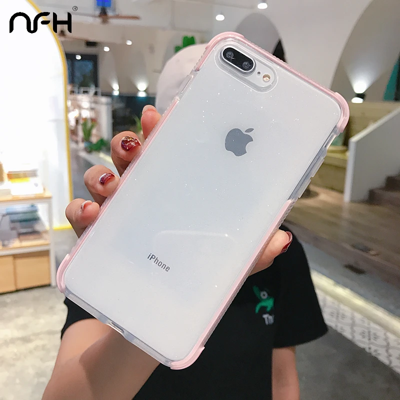 Блестящий прозрачный силиконовый чехол NFH для iPhone 11 Pro Max 6 6S 7 8 Plus мягкий бампер