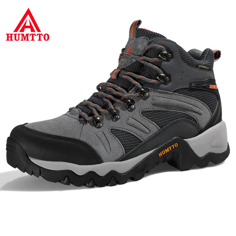 

HUMTTO Waterproof Sports Hiking Shoes Genuine Leather Outdoor Hunting Climbing Boots Men Women Breathable Trekking Mens Sneakers