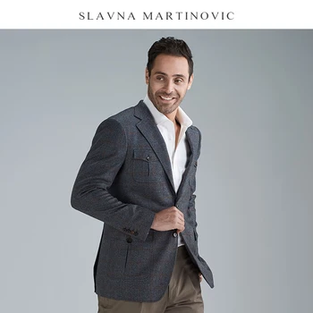 

Slavna Martinovic Autumn And Winter New Retro Check Coat High Quality Gentleman Fashion Style Pure Wool Jacket Men Coat