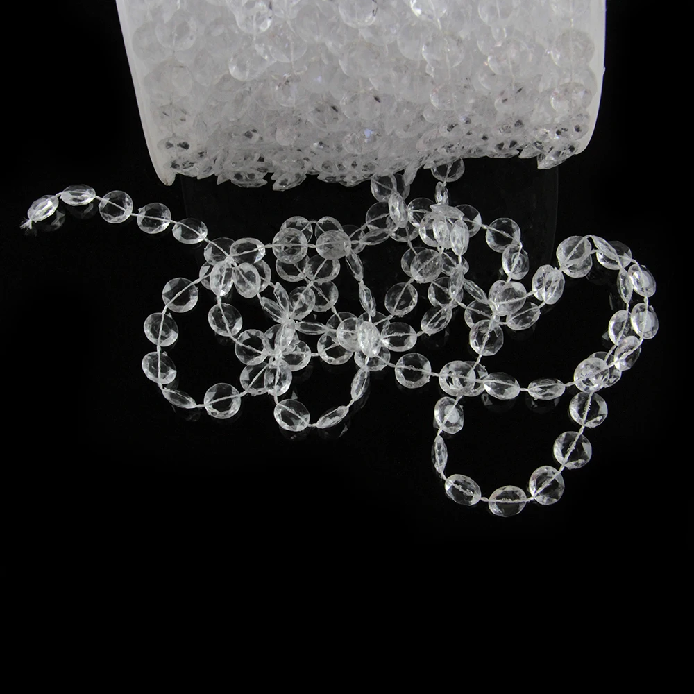 Shiny Clear Color 30 Meters/Roll 10mm Acrylic Diamond Octagon Beads Garland Chain For Wedding Home Door Lighting  Decoration crystal garland strand 10 meters various color 14mm octagon beads chain feng shui home wedding suspension for curtains