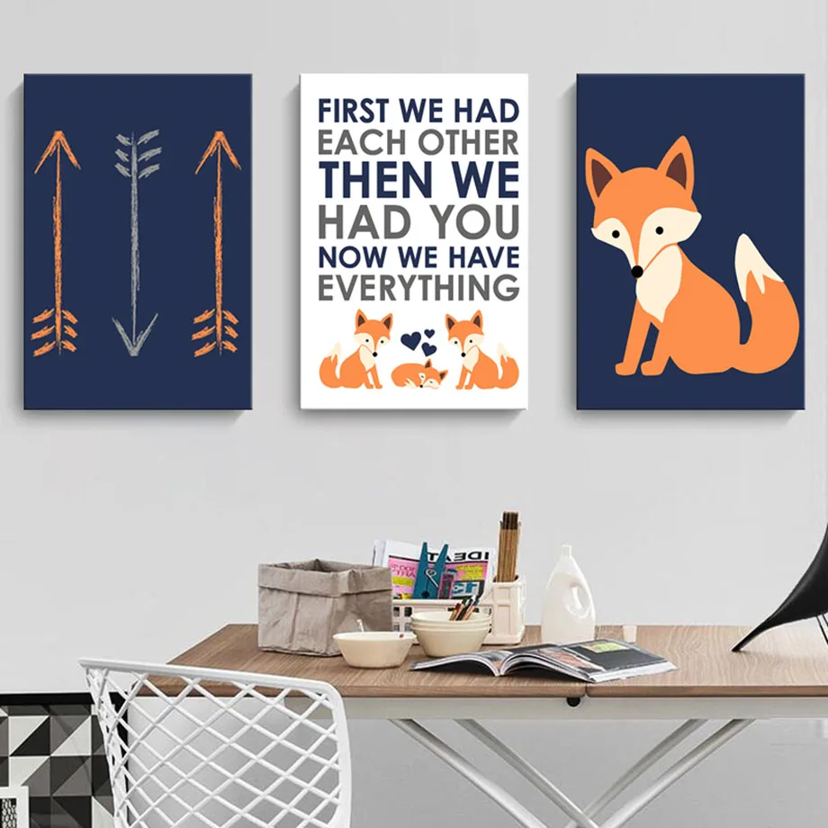 Waliicorners Animal Wall Pictures Baby Kids Room Decor Cute Fox Quotes Dream Cartoon Arrow Wall Art 16 H86d93c70e48a476c8f24b24645df4996d