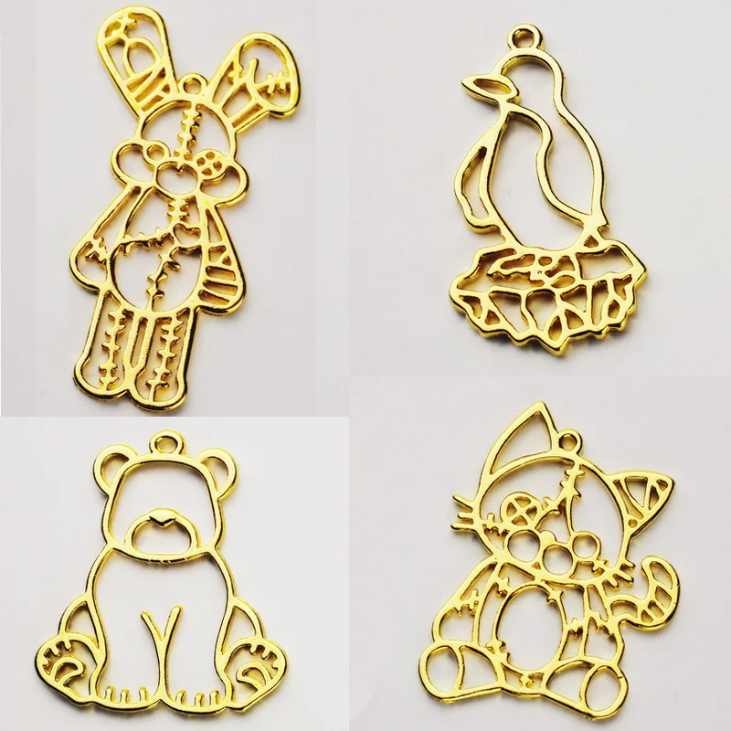 5 шт./лот металлическая рамка в форме кота медведя кролика УФ-эпоксидная смола