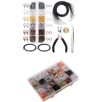 

1set English Letter Acrylic Beads Square Flat Alphabet Beads & 1050 Pcs Jewelry Jump Rings Lobster Clasps Necklace
