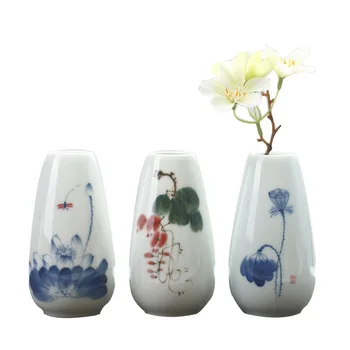 

Creative Painted White Ceramic Flower Vase Creative Ceramic Hydroponic Device Mini Desktop Ornament Home Decoration Accessories