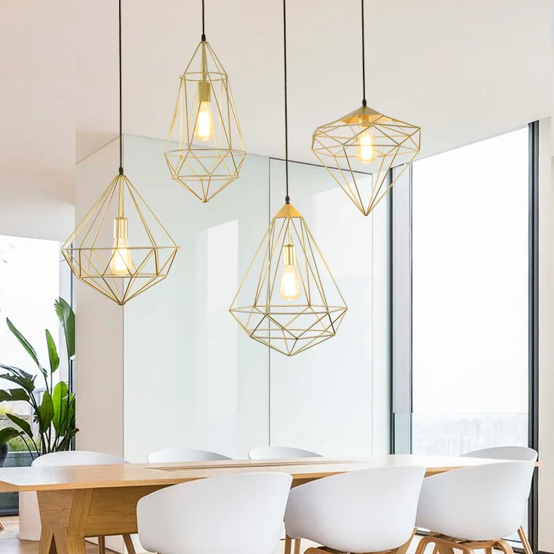 

Diamond Chandelier Scandinavian Minimalist Iron Art Lamps Modern Creative Restaurant Living Room Library Bar Counter Bar Retro C