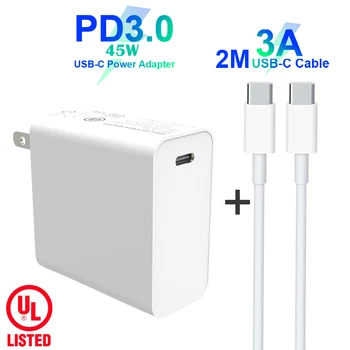 

USB C Power Adapter PD/QC3.0 45W TYPE-C Wall Charger For USB-C Laptops/MacBook/iPad/xiaomi/Samsung (USB-C cable)
