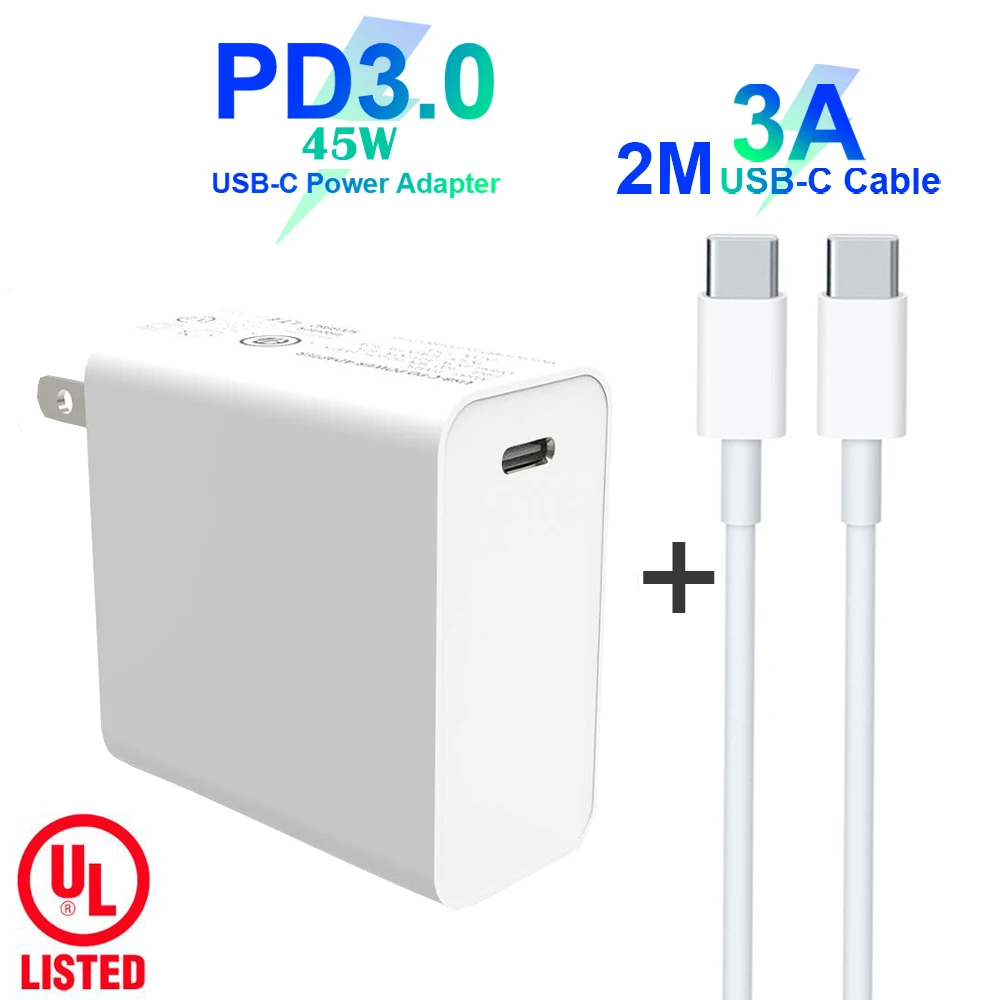  USB C Power Adapter PD/QC3.0 45W TYPE-C Wall Charger For USB-C Laptops/MacBook/iPad/xiaomi/Samsung 