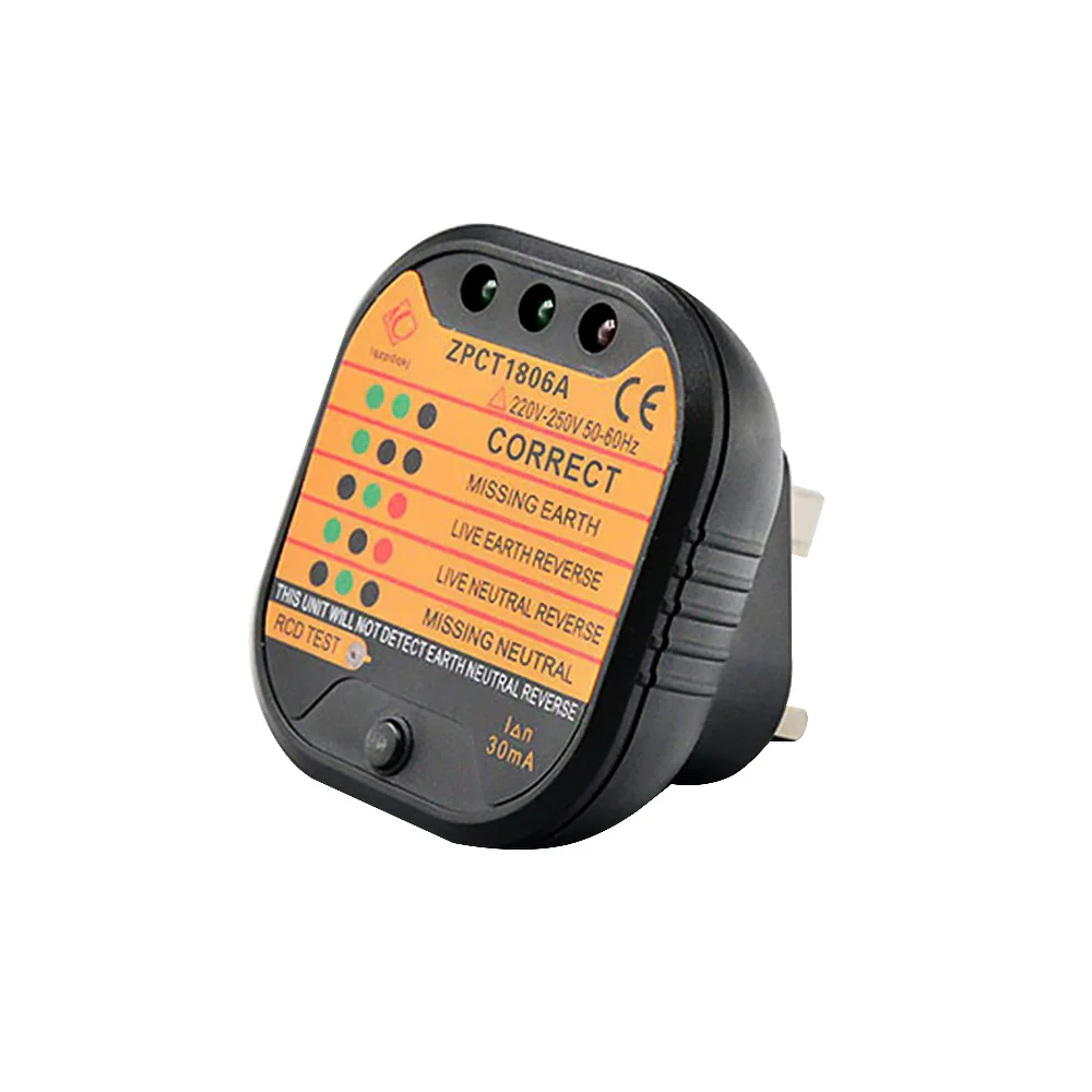 KKMOON Professional Safety Line Detector Ground Circuit Switch Safety Electroscope Leakage Plug Polarity Detection Socket Tester