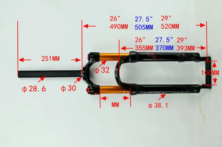 Подвесная вилка для горного велосипеда MTB, велосипедная воздушная вилка 2" 27,5" 29 дюймов ER 1-1/8, амортизирующая линия для амортизации воздуха