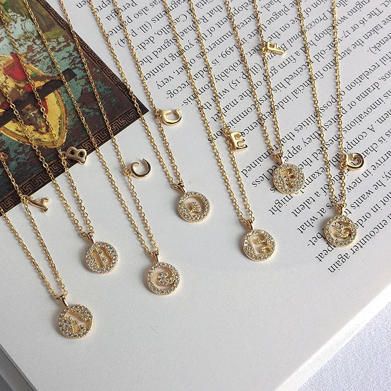A-Z Alphabet Pendant Necklace Silver 925 Cubic Zirconia 26 Initial Letter Gold Shinning Neck Jewelry For Women Collares | Украшения и