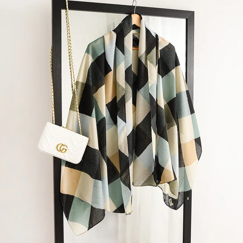 2019 модные новые женские шарфы из хлопка с геометрическим рисунком 4 цвета 10