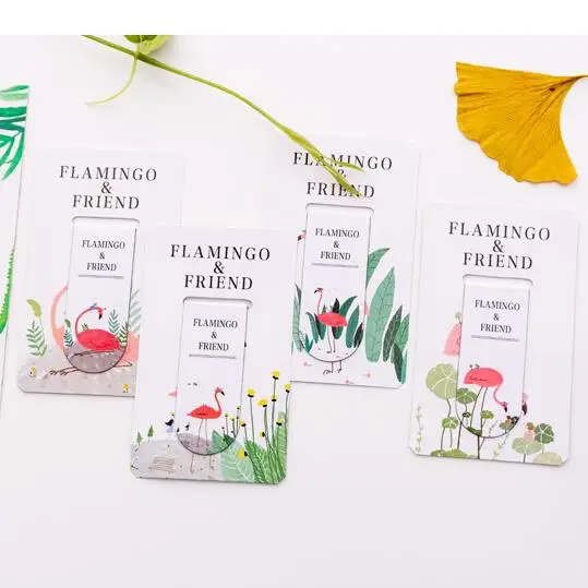 4PCS Flamingo 4 шт./компл. Симпатичный мультфильм вишня в цвету Фламинго металлическая Закладка-магнит Бумага клип Школьные Канцелярские товары на День Благодарения, подарок на день рождения - Цвет: 4PCS Flamingo