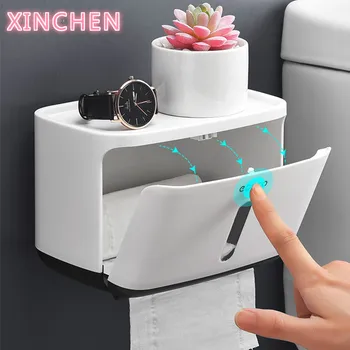 

Waterproof Toilet Paper Holder Creative Plastic Bathroom Toilet Roll Holder Wall Mounted Kitchen Paper Towel Holder 2019 Newest