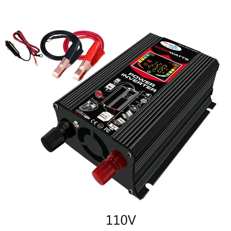 110V Автомобильный инвертор DC12V к переменному току 110 V/220 V 4000W инвертор с чистым синусом Напряжение трансформатор - Цвет: 110V
