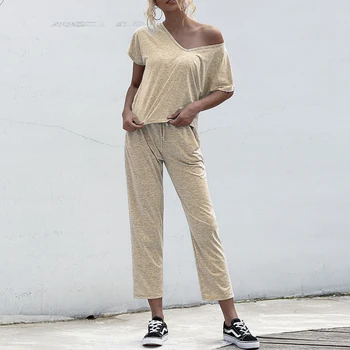 

Women 2 piece cutton Sleepwear set Solid Color Long Sleeve Pajamas Set Pijama Mujer Home Wear Female night suits Pijamas set D30