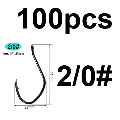 100pcs size 210 100 шт. пресновидная Морская рыбалка с высоким содержанием углерода Сталь колючей крючок для сома большой Baithook охотиться на рифовых и морских окуней тунец окунь 8 6 1/0 2/0 3/0 - Цвет: 100pcs size 210
