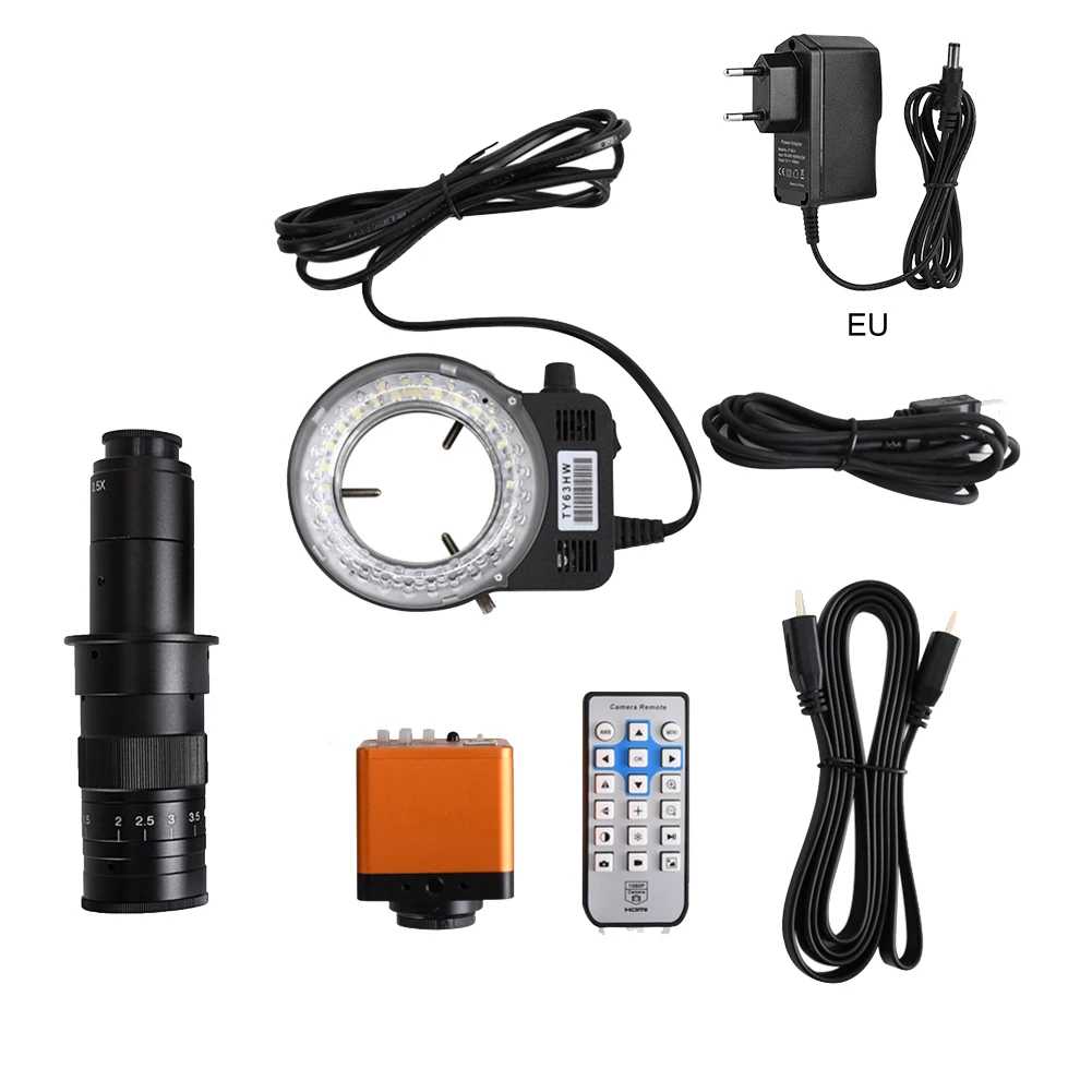 41MP HDMI USB промышленный электронный цифровой видео микроскоп камера 100X 120X 180X 300X C крепление объектива Комплект для телефона DIY ремонт TB - Цвет: 41mp 180x lights EU
