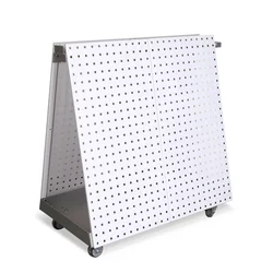 Retailer Metal Pegboard Display Stand Four-wheels Storage Cart with Plastic Storage Bin