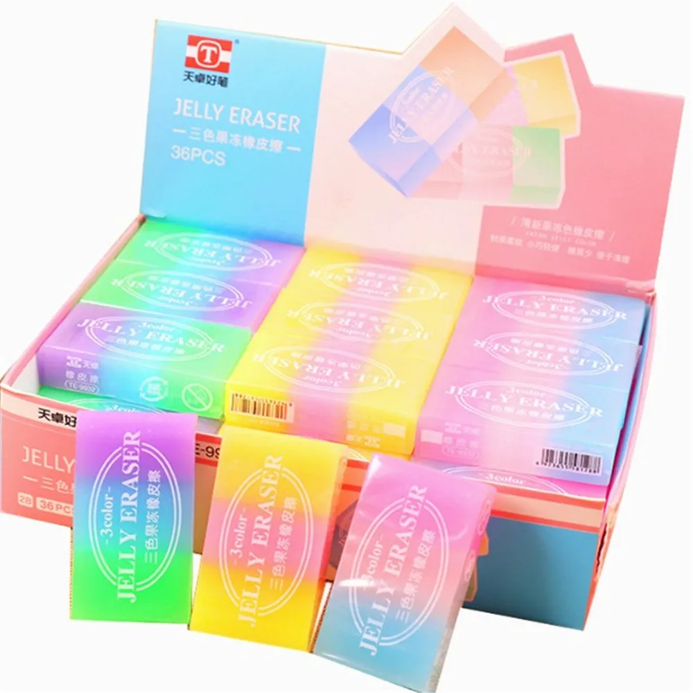 1pc Gradient Jelly Color Eraser Drawing Exam Correction Pencil Eraser Students Learning Art
