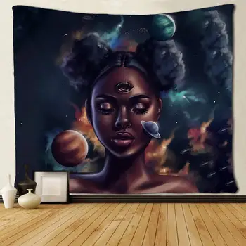 

Afro Girls Black Girl Afican American in Galaxy Tapestries Wall Tapestry