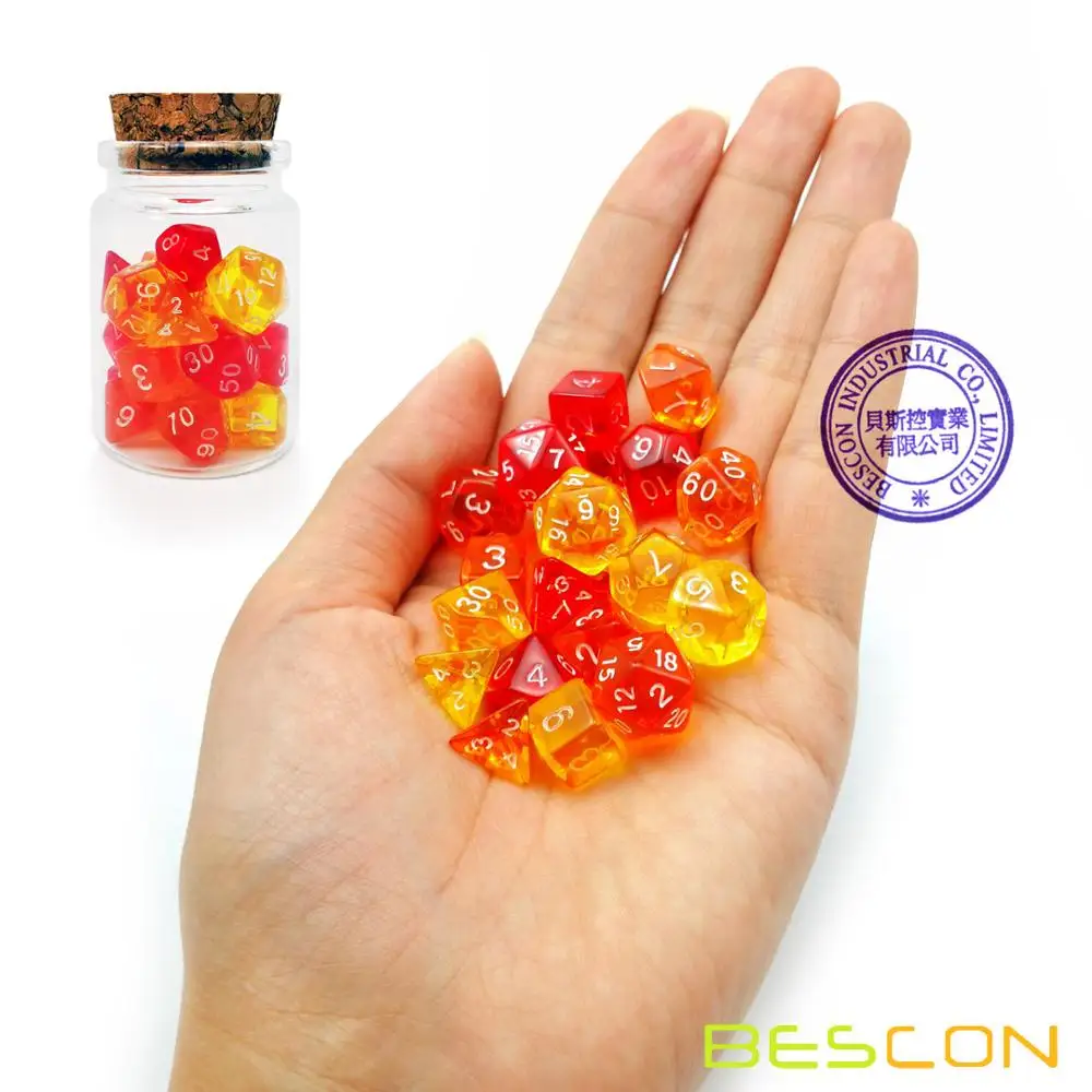 Bescon Mini Dice Gem Set 21pcs -21 Gem Mini Polyhedral Dice, 3 colors in Complete Set of 7, Miniature 10MM Dice Size 4