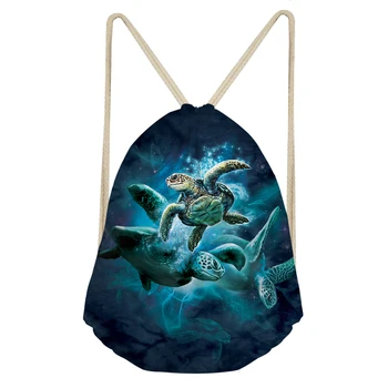 

Sea Turtle Animal Style 3D Pattern Drawstring Bag Students Kids Daily Storage Custom Logo Women/Man Sports Backpack Mochila