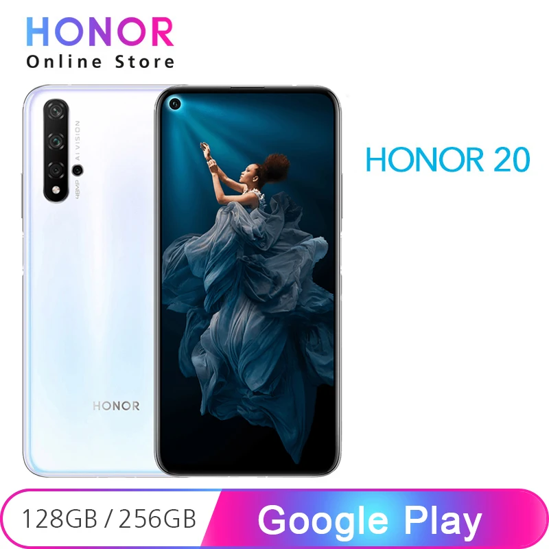 Google Play Honor 20 128 ГБ/256 Гб мобильный телефон 6 26 дюймов NFC 48MP + 16MP камера Kirin 980