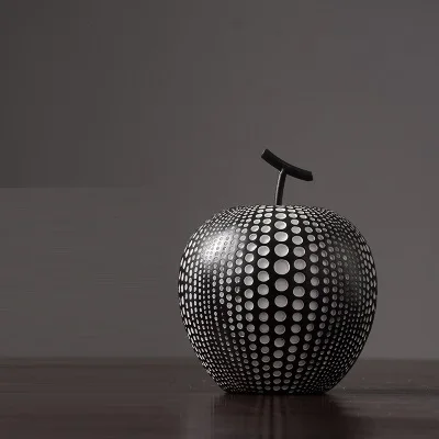 14X19CM Нордическая волновая статуя яблока черная/белая Статуэтка яблока Художественная Скульптура растения скульптура Смола искусство и ремесло украшение дома аксессуары R2516 - Цвет: 14X19CM